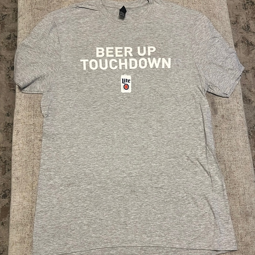 MILLER LITE Size LG T-Shirt “Beer Up Touchdown” brand new never worn